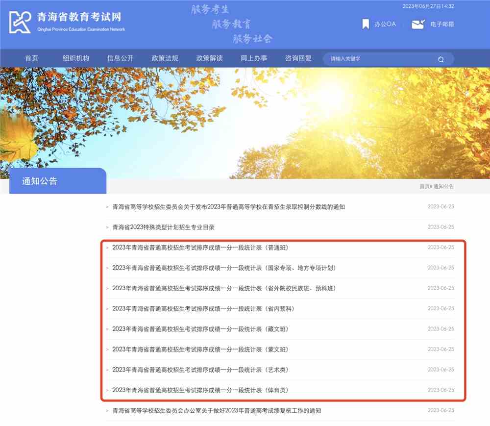 2023青海高考一分一段表,青海高考一分一段