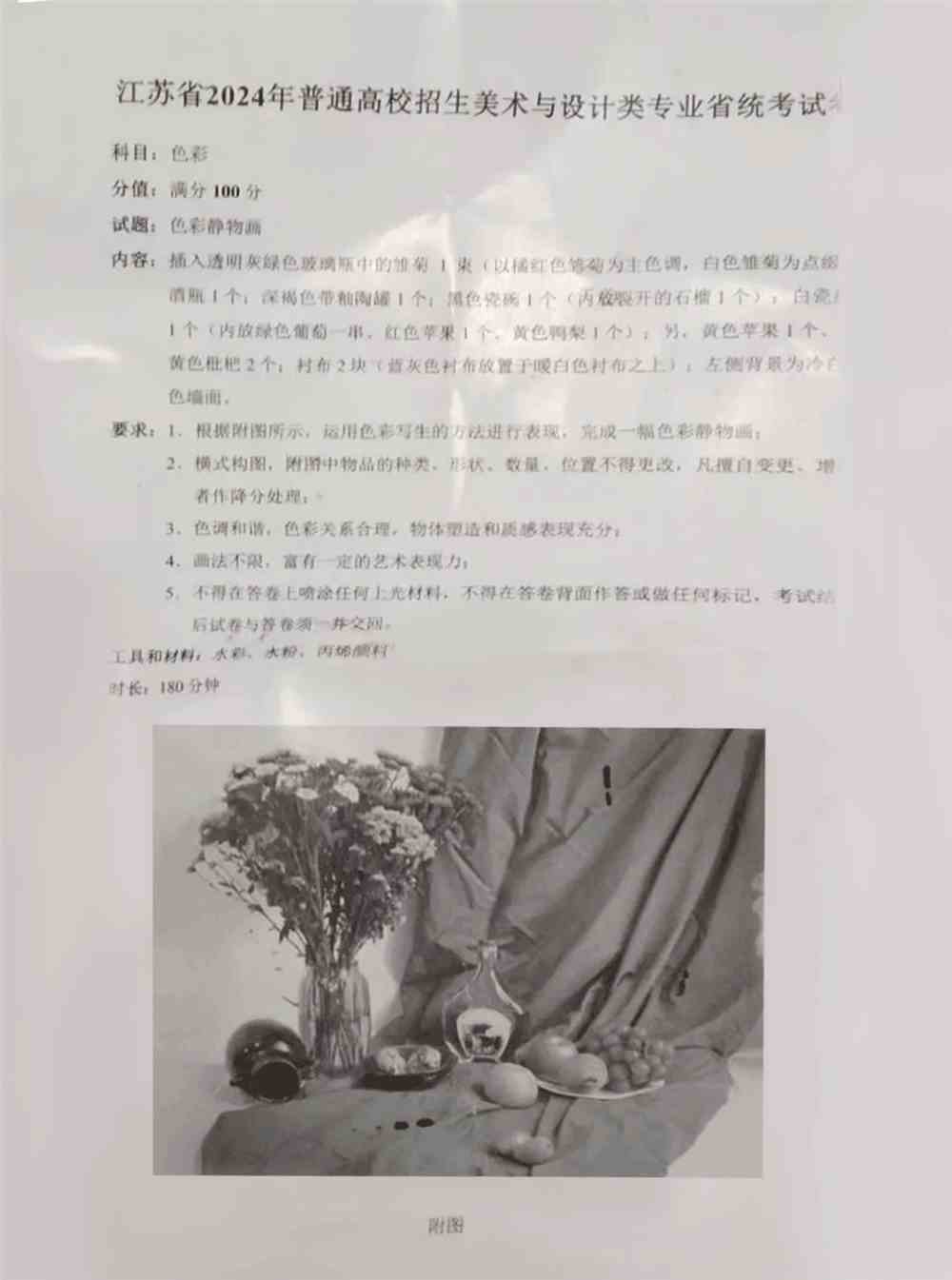 2024江苏美术统考色彩考题